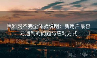 黑料网不完全体验说明：新用户最容易遇到的问题与应对方式