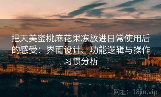 把天美蜜桃麻花果冻放进日常使用后的感受：界面设计、功能逻辑与操作习惯分析