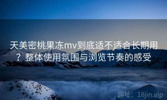 天美密桃果冻mv到底适不适合长期用？整体使用氛围与浏览节奏的感受