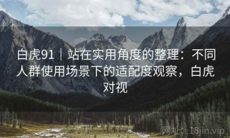 白虎91｜站在实用角度的整理：不同人群使用场景下的适配度观察，白虎对视