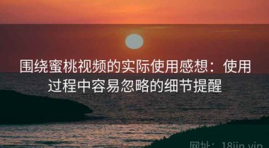 围绕蜜桃视频的实际使用感想：使用过程中容易忽略的细节提醒