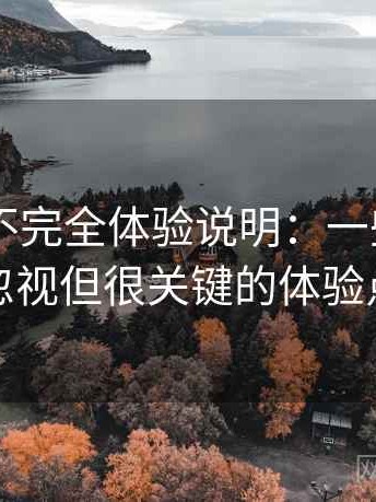 白虎91不完全体验说明：一些容易被忽视但很关键的体验点