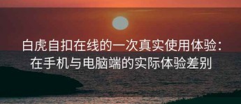 白虎自扣在线的一次真实使用体验：在手机与电脑端的实际体验差别