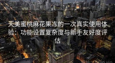 天美蜜桃麻花果冻的一次真实使用体验：功能设置复杂度与新手友好度评估