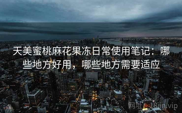 天美蜜桃麻花果冻日常使用笔记：哪些地方好用，哪些地方需要适应