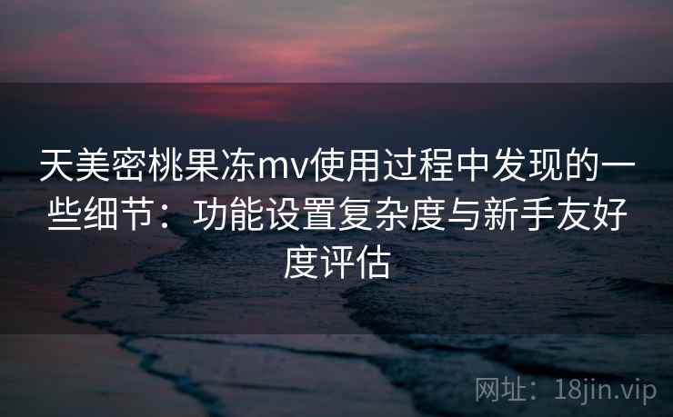 天美密桃果冻mv使用过程中发现的一些细节：功能设置复杂度与新手友好度评估